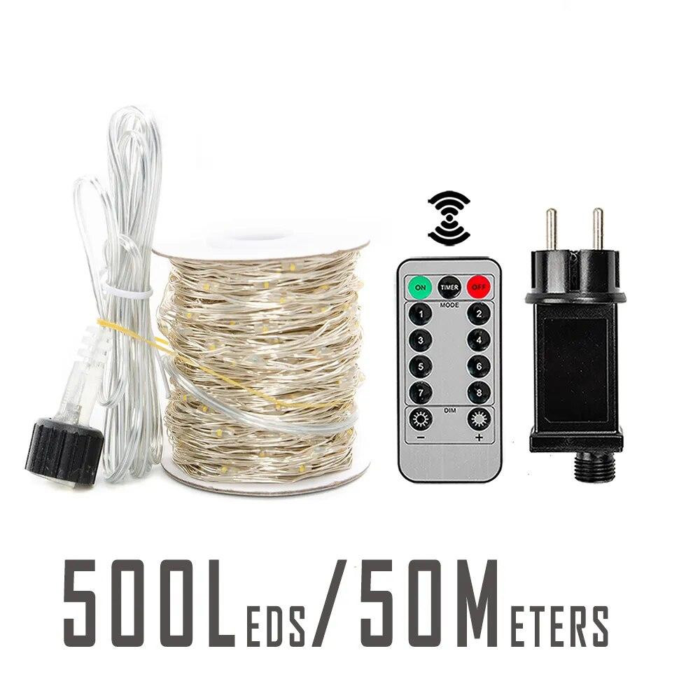 Гирлянда роса 50 метров гирлянда капля росы с режимами 500 лед Niki Light гирлянда на пульте уличная гирлянда 220в белая Киев - изображение 8