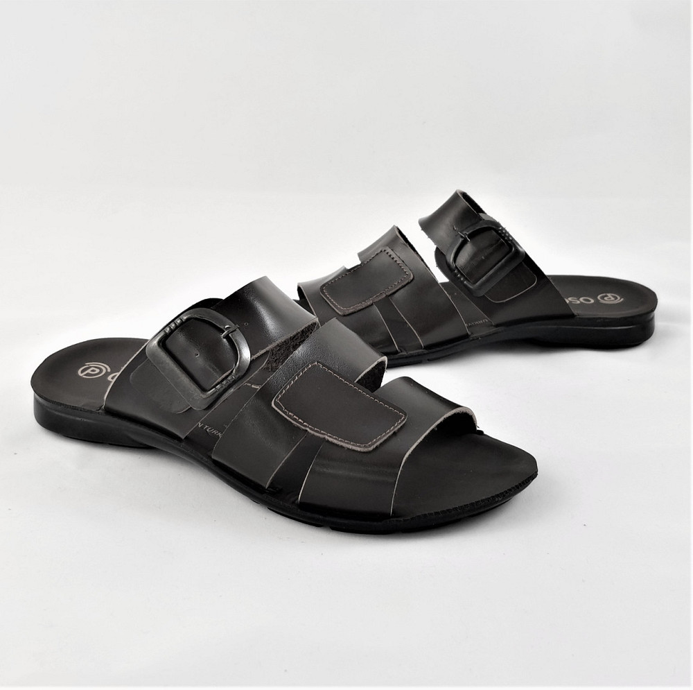 Чоловічі Шльопанці Тапочки Сланці Чорні Шкіряні (розміри: 41,42,43,44) Дніпро - фото 8