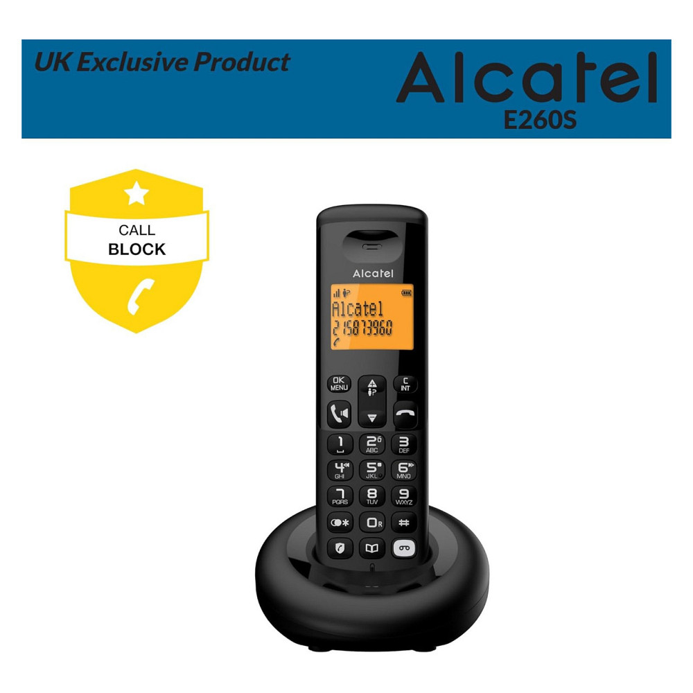 Бездротовий телефон DECT домашній телефон Alcatel E260 SVoice Чорний з автовідповідачем 2-рядковим дисплеєм 50 контактів Київ - фото 3