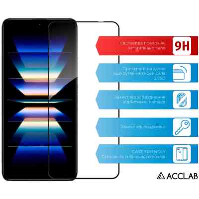 Стекло защитное ACCLAB Full Glue Xiaomi Redmi K60 Black (1283126589898) Винница
