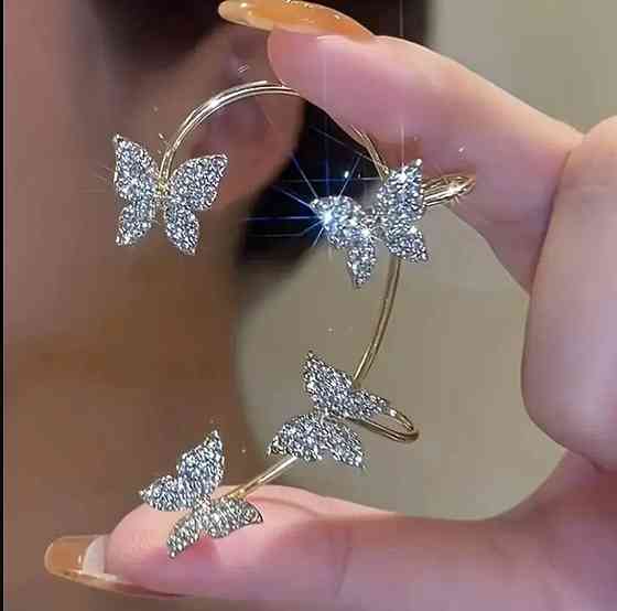 Каффы для ушей с бабочками и кристаллами, 2 шт Киев