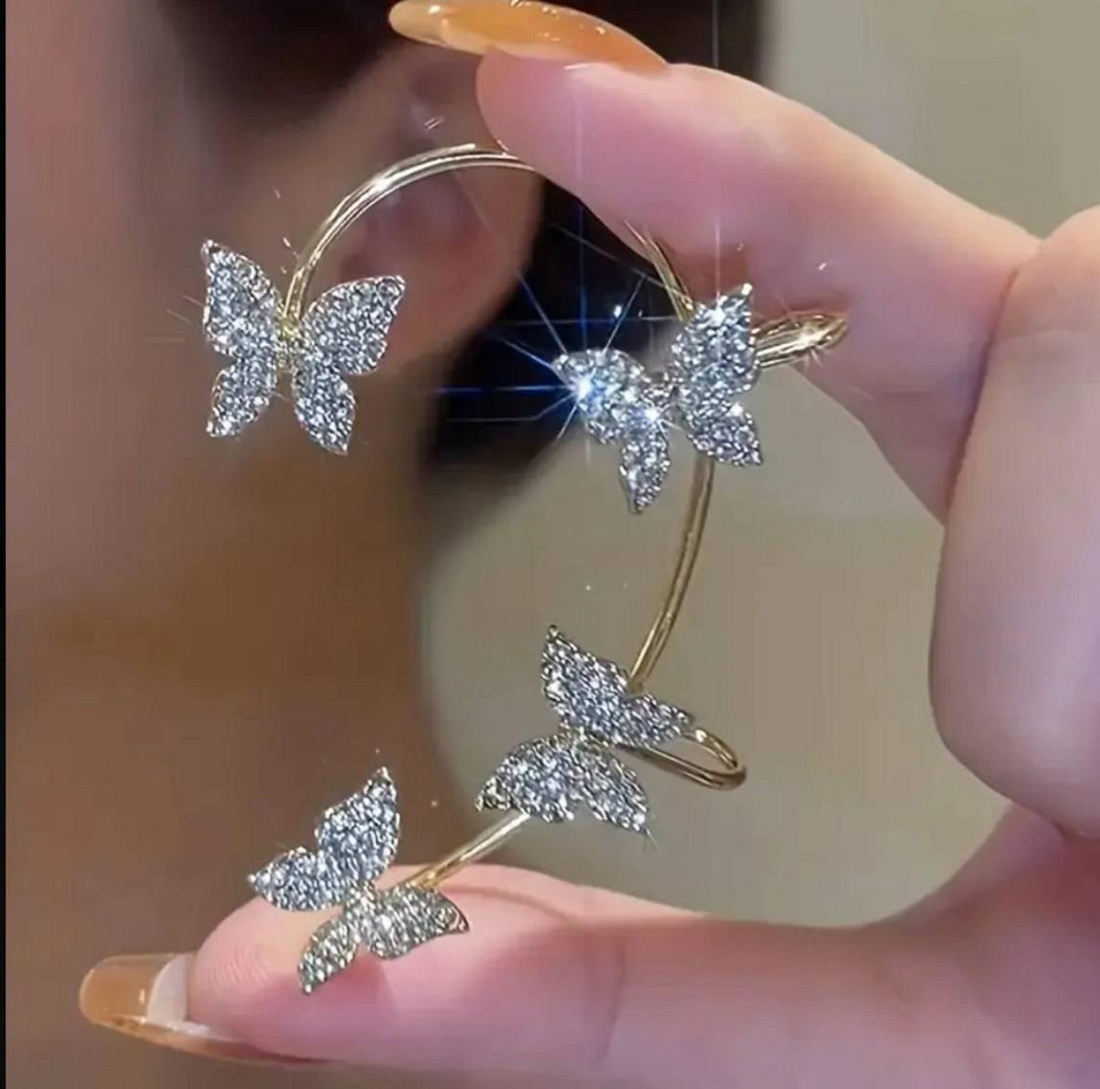 Каффы для ушей с бабочками и кристаллами, 2 шт Киев - изображение 3