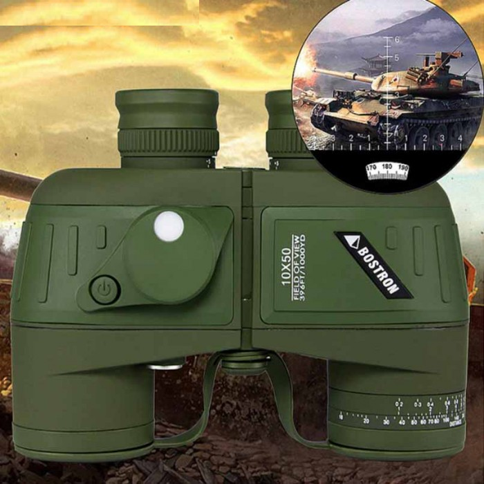 Бінокль Bostron 10х50 (компас + далекомірна сітка) Оливковий Київ - фото 6