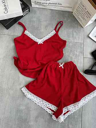 Жіноча повсякденна домашня піжама, двійка турецький рубчик Червоний, 42/44 Одеса