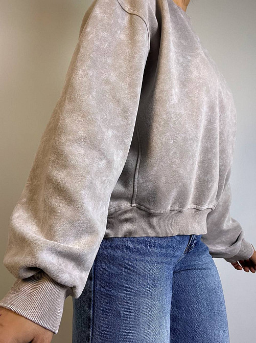 Свитшот женский Joy One 25177 оверсайз свободный крой средняя длина вареный тай-дай one size, бежевый, one size Киев - изображение 3