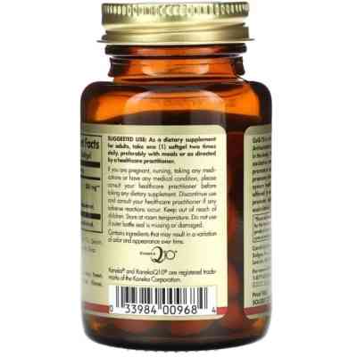 Витаминно-минеральный комплекс Solgar Коэнзим Q-10, 200 мг, Megasorb CoQ-10, 60 гелевых капсул (SOL-00968) Винница