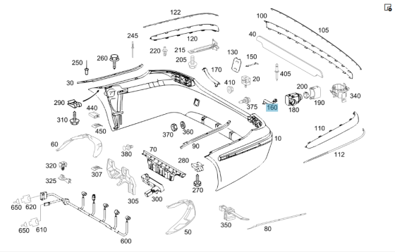Mercedes-Benz  A2118850123 Торцева накладка отвору багажника на задньому бампері зліва E-class W211 Одеса