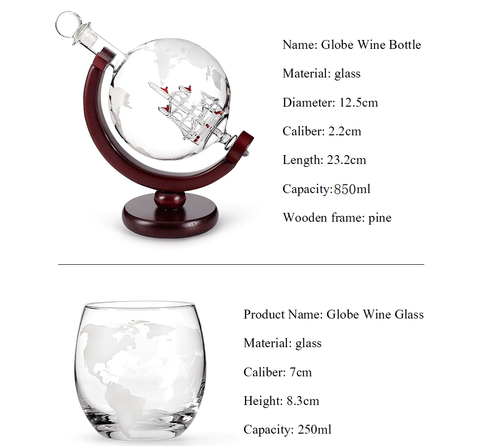 Набір Декантер Глобус 2 келиха, Штоф, Графін для міцних напоїв Кременчук - фото 6