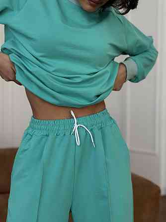 Женский спортивный костюм с широкими штанами Бирюзовый XL/XXL Харьков