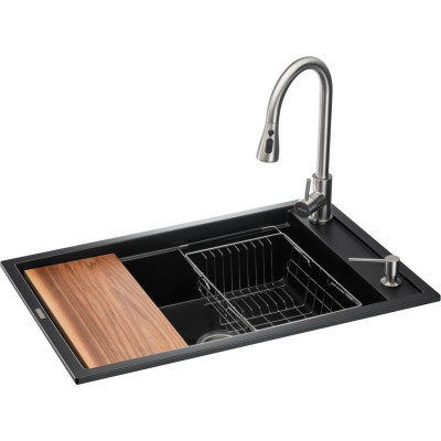 Мийка кухонна GRANADO Basic Artes black shine (+ змішувач Campo LUX inox + дозатор Redondo inox + коши (ksg1101) Вінниця - фото 1