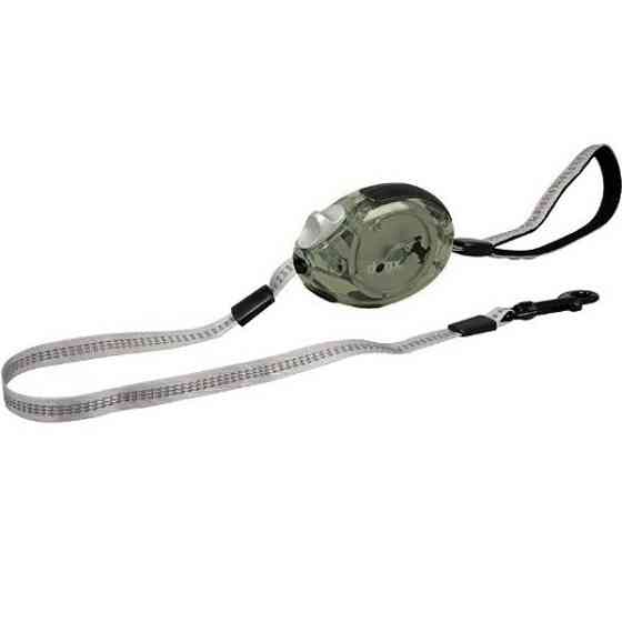 Flamingo Dogx2GO Belt Glassy L ФЛАМИНГО БЕЛТ ГЛАССИ поводок рулетка для собак до 35кг, светоотражающая лента 2м Киев