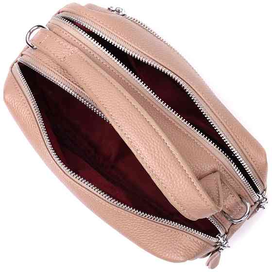 Прямоугольная сумка для женщин на два отделения из натуральной кожи Vintage 22345 Бежевая Киев