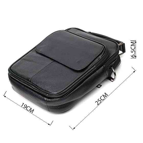 Практичний чоловічий месенджер із натуральної шкіри Vintage 21950 Чорний Київ