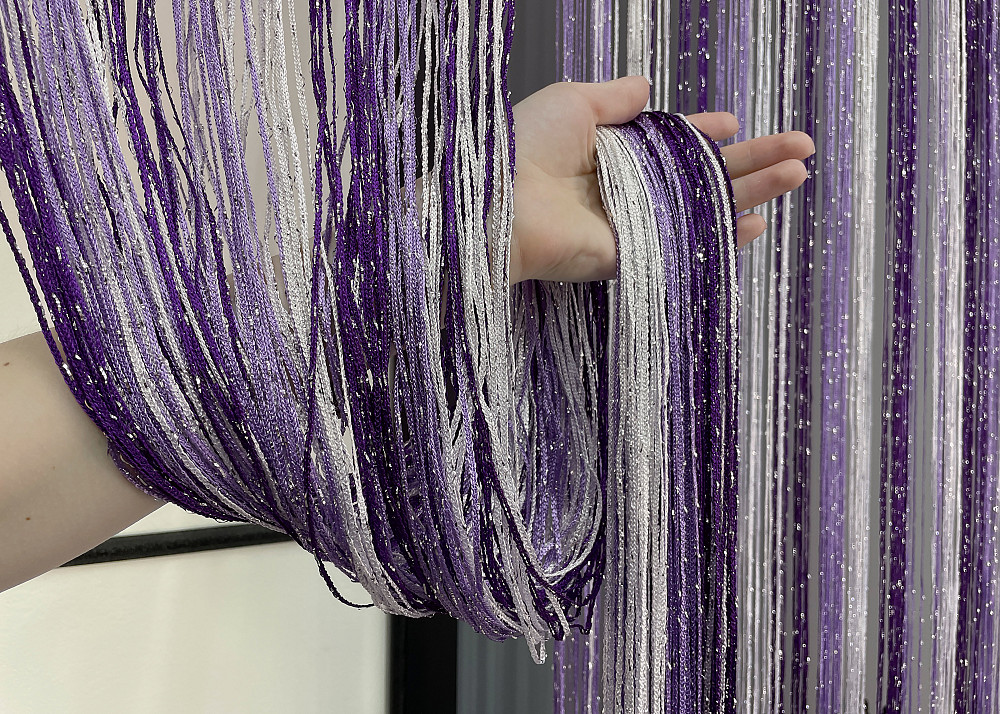 Шторы-нити с люрексом Фиолетовый с сиреневым и белым 300х300см 1 шт (61-081) Киев - изображение 5