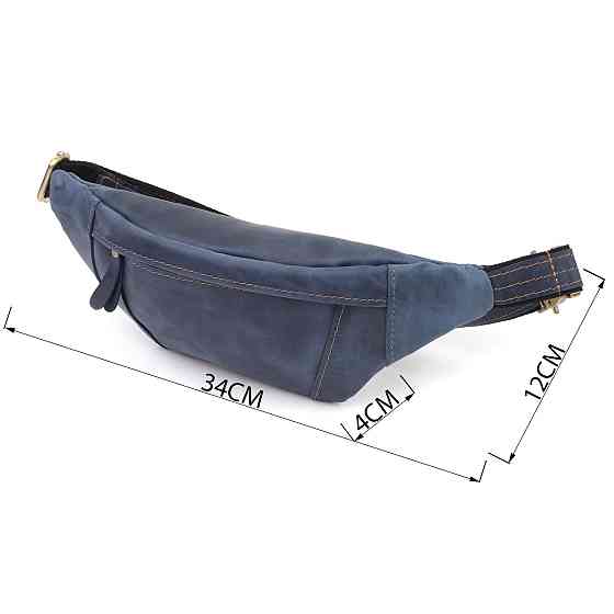 Красивая сумка-бананка для мужчин из натуральной винтажной кожи Shvigel 23123 Синий Киев