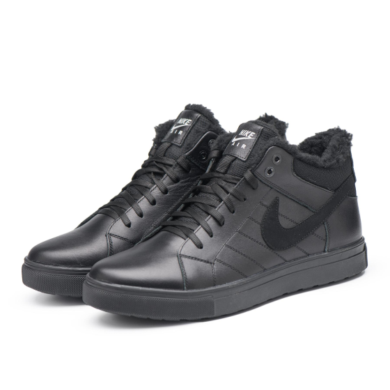 Чоловічі теплі зимові стильні черевики з натуральної шкіри та хутра Nike N8-1 зима Харків