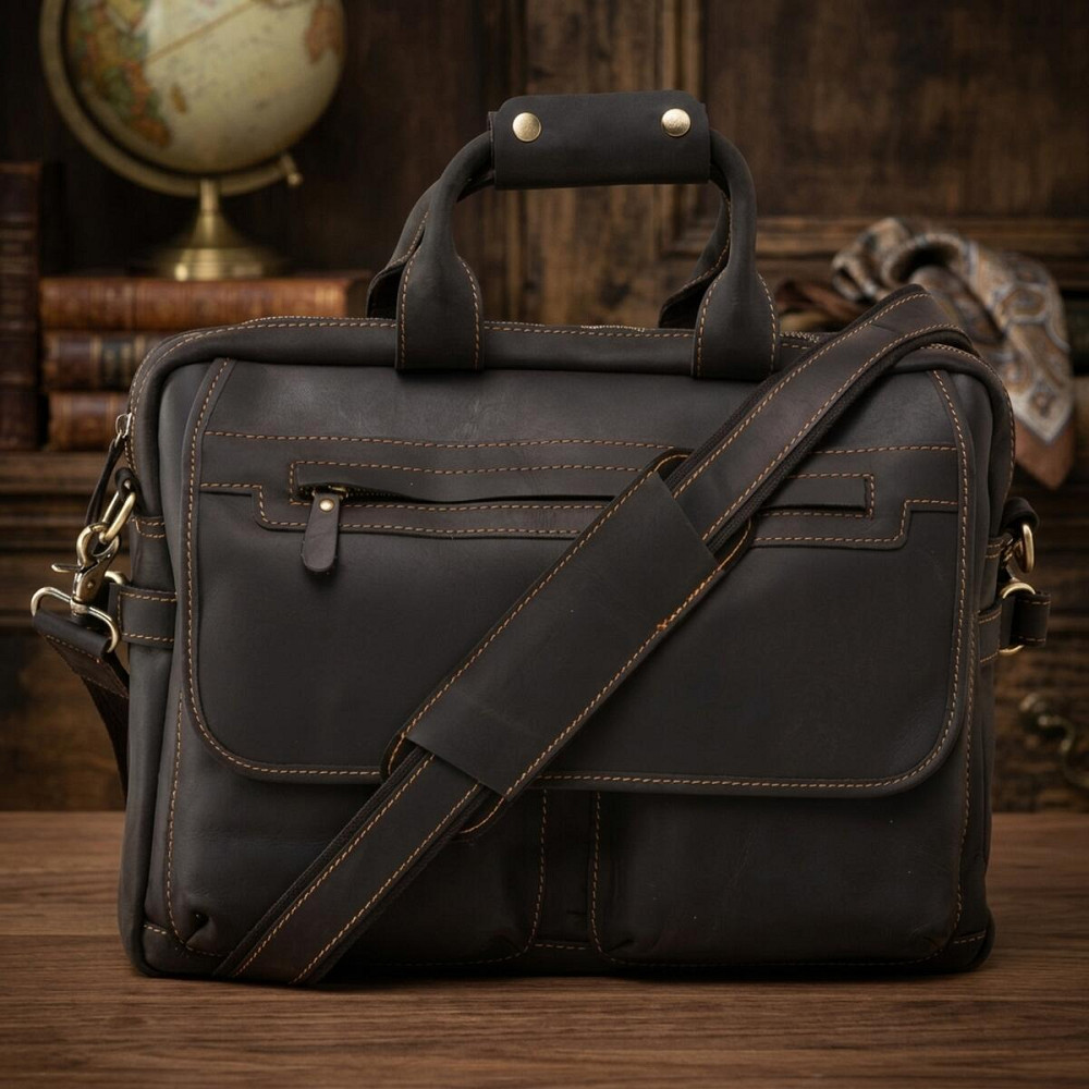 Сумка Vintage 14571 из винтажной кожи Коричневая Киев - изображение 12