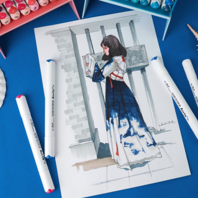 Художественный маркер Arrtx Спиртовые Alp ASM-02BU 24 цвета Синие оттенки (LC302215) Винница - изображение 6