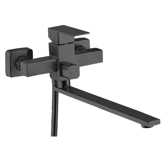 Смеситель для ванны Zerix KUB-006 (Euro) Black с нерж. стали SUS304 (цв. черный) (ZX4850) Киев