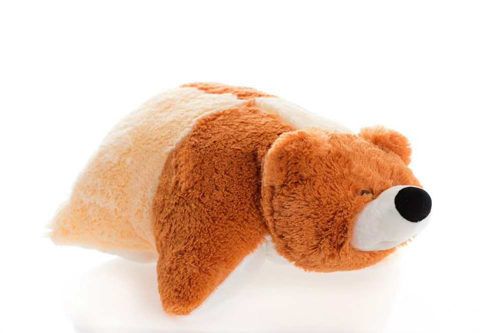 Подушка Алина мишка 55 см коричневый и персиково-белый Киев - изображение 1