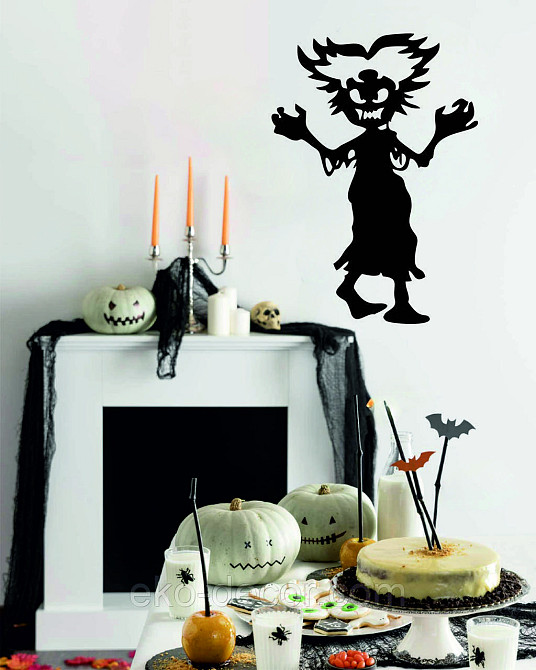 Декоративне настінне Панно «Сілует дітей. Гелловін», Декор на стіну 70*50 см, Чорний Київ - фото 9