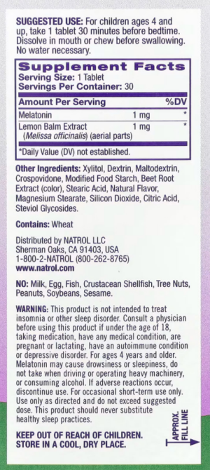 Мелатонин для детей жевательный Natrol Melatonin Fast Dissolve 30 таб со вкусом. Київ - фото 3