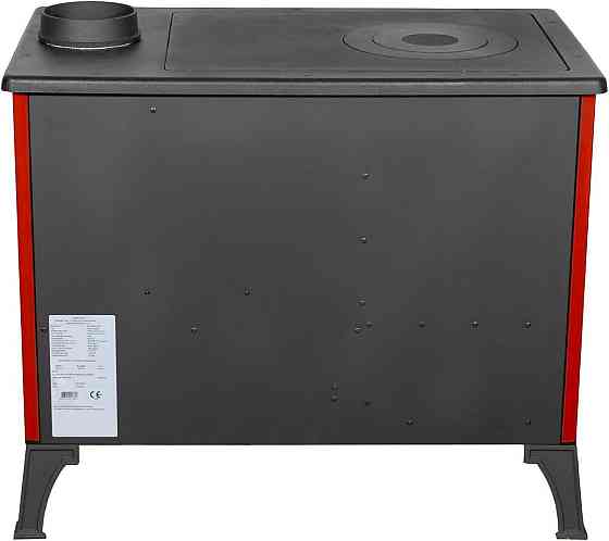 Піч-кухня чавунна на дровах Hosseven 4013 червона опалювально-варильна буржуйка 8 кВт до 60 м2 верхній димохід Туреччина Київ