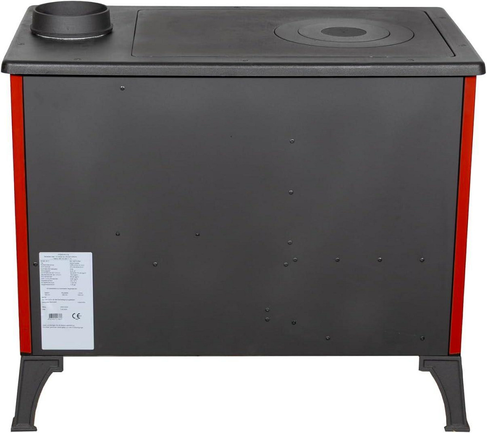 Піч-кухня чавунна на дровах Hosseven 4013 червона опалювально-варильна буржуйка 8 кВт до 60 м2 верхній димохід Туреччина Тернопіль - фото 3