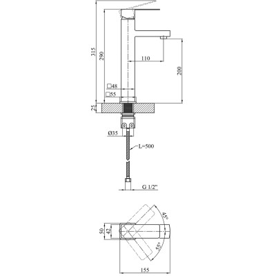 Душевой гарнитур Kroner Edelstahl Kubus-SCH063 + змішувач Edelstahl Kubus-SCH010-3 (CVS30177) Винница - изображение 7