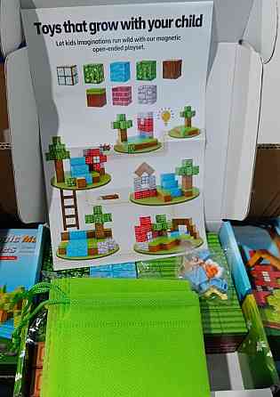 Магнитный конструктор майнкрафт 100шт +3фигурки. Киев