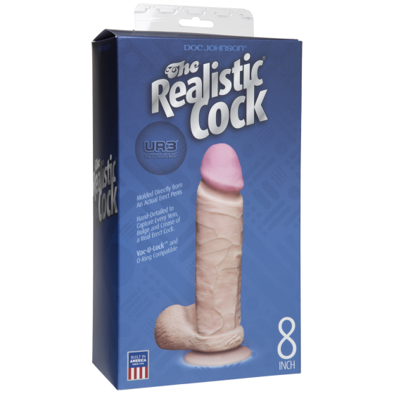Фаллоимитатор Doc Johnson The Realistic Cock 8 inch White - ULTRASKYN, Vack-U-Lock (мятая упаковка!!!) Sex Aura Киев