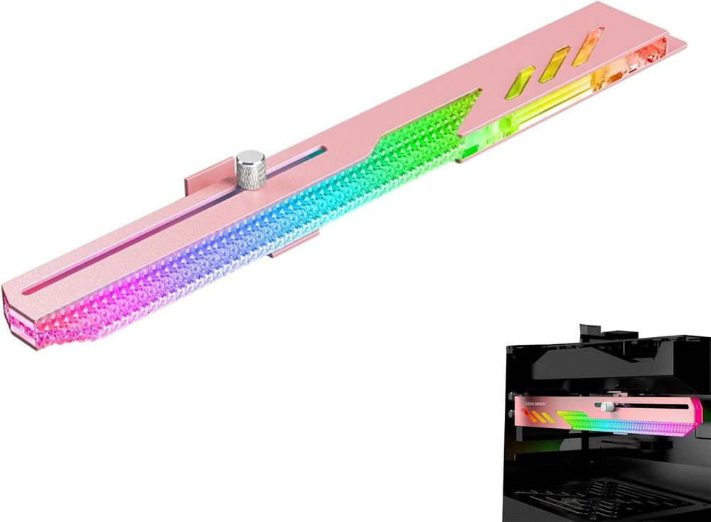 Поддержка опора подставка для видеокарты GPU с ARGB-подсветкой стальной корпус, раздвижная розовая 5V для ПК Киев - изображение 6