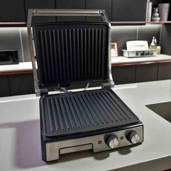 Настільний електрогриль домашній, Гриль контактний плоский, Гриль притискний ребристий VD-71 Львів