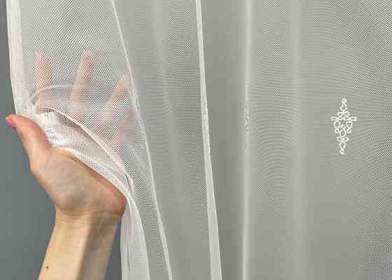 Тюль VR-Textil 1472т Грек-сітка з вишивкою Молочний з пудровим 300х270 см (40-403) Київ