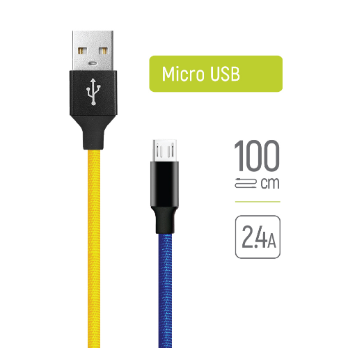 Кабель USB MicroUSB ColorWay CW-CBUM052-BLY 2,4A 1м синій/жовтий Житомир - фото 1