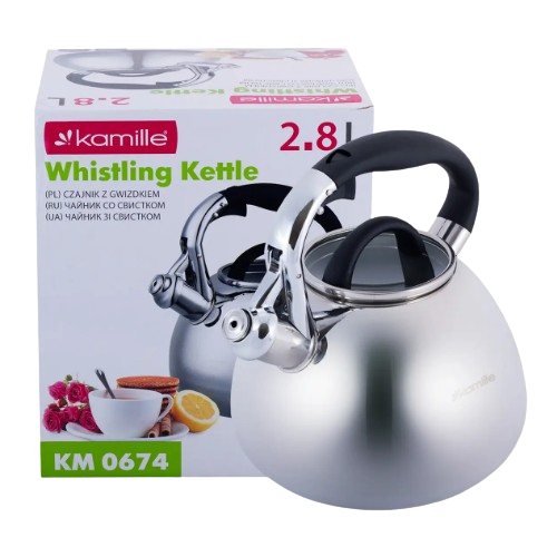Чайник 3л нержавіюча сталь зі свистком з бакеліт.ручкою (ручка:чорний) 0674 KAMILLE Житомир - изображение 6