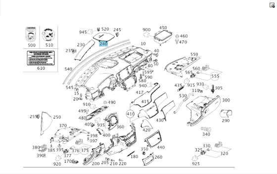 Mercedes-Benz  A1666801418 9051 Сітка панелі приладів верхня центральна чорна ML/GLE W166 GLE Coupe C292 GL/GLS X166 Одеса
