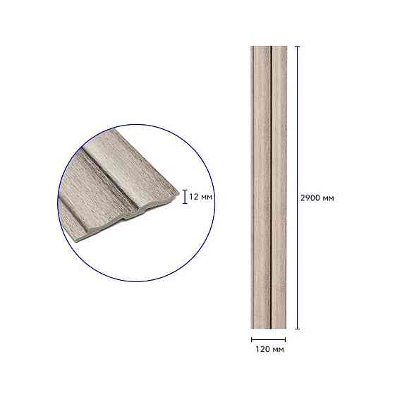 Рейка декоративная PS 2900х120х12мм Серебристый дуб SW-00002143- Днепр