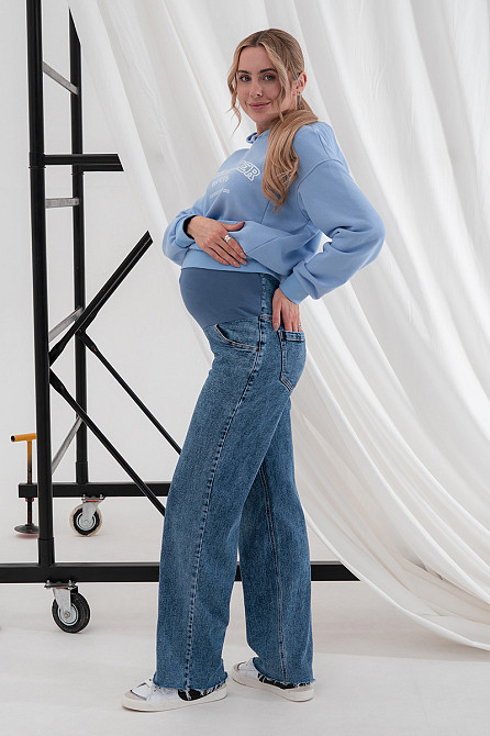 Джинсы для беременных прямые straight fit для будущих мам с регулируемым поясом M (46) Anne Юла Мама синий Кривой Рог - изображение 9