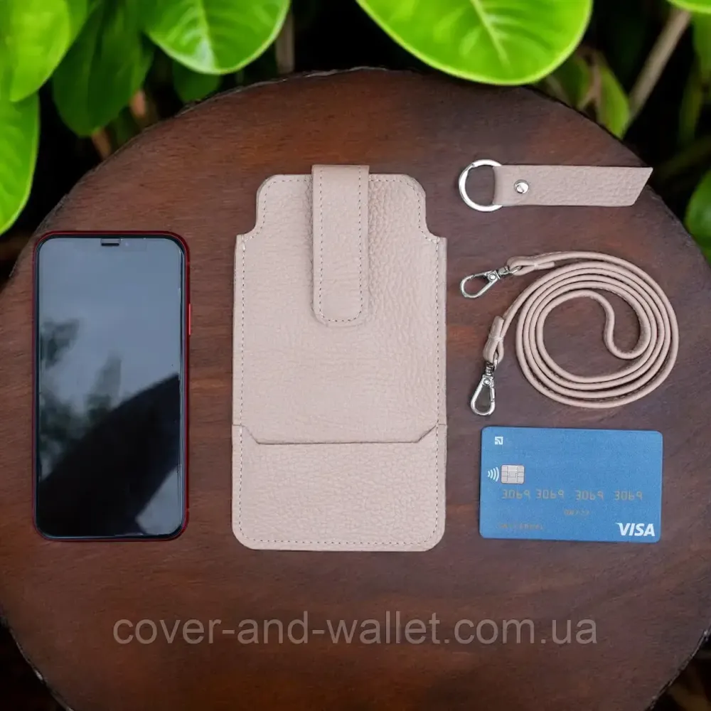 Жіноча міні-сумка для телефону з ремінцем пудрового кольору Grande Pelle 700743 Київ - фото 5