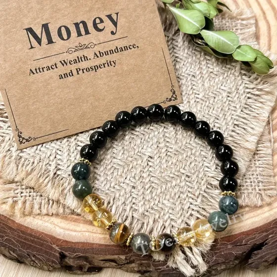 Браслет из натуральных камней для денег и удачи – тигровый глаз, агат, кварц, обсидиан (унисекс) Киев