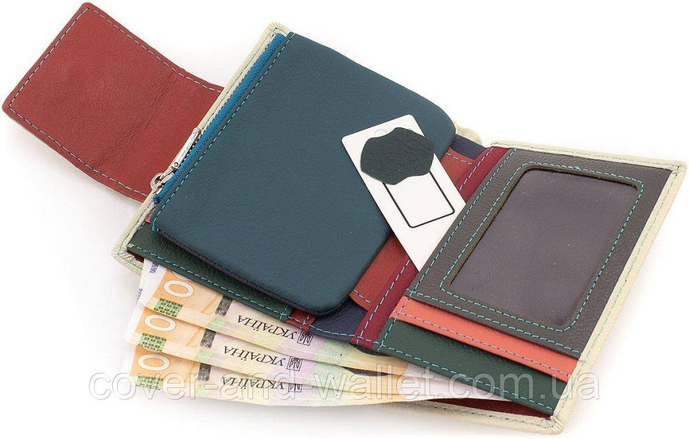 Невеликий жіночий гаманець молочного кольору на магнітній застібці ST Leather Київ - фото 7