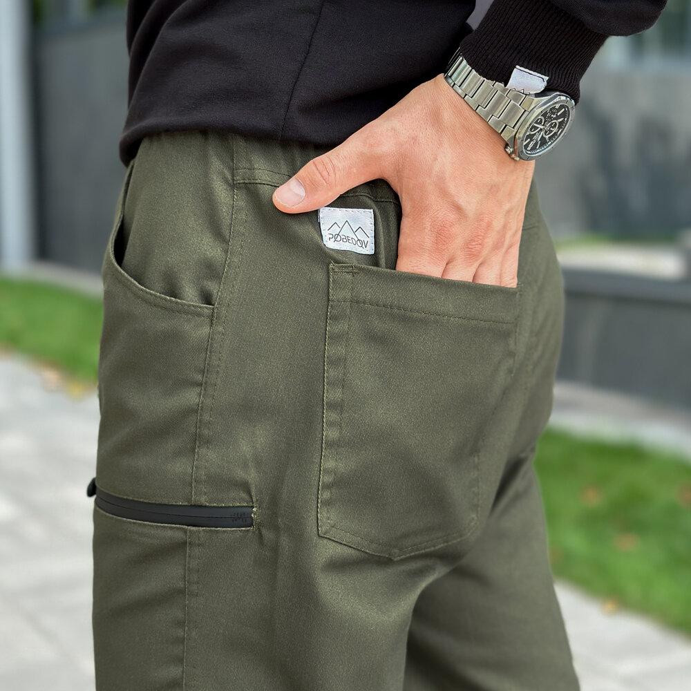 Штани карго чоловічі весняні з кишенями хакі Pobedov Papin Brodyaga Київ - фото 8