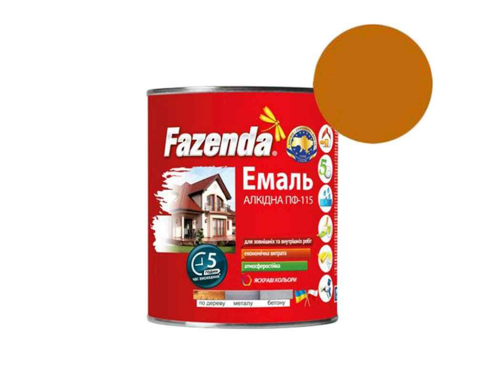 Емаль алкідна ПФ-115 Жовто-коричневий 2,8кг ТМ FAZENDA   Solmir Київ - фото 1