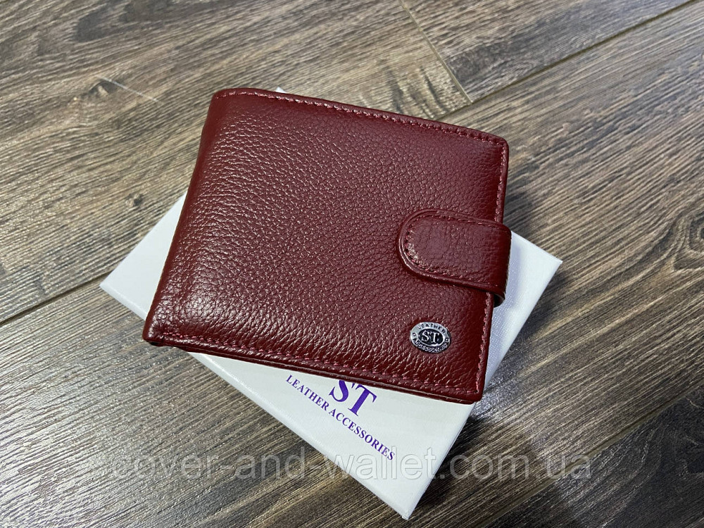 Компактний жіночий шкіряний гаманець на багато карток бордового кольору ST 39 Київ - фото 9