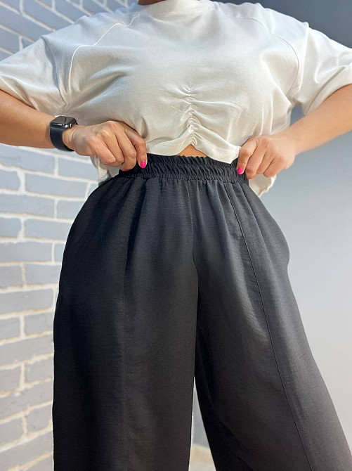 Брюки женские 0716 MOM шелковые с карманами черные, черный, L Киев - изображение 5