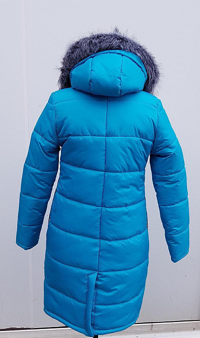 Женские пуховики модные удлиненные. Куртка женская зимняя с капюшоном. Цвет бирюза. Киев - изображение 2
