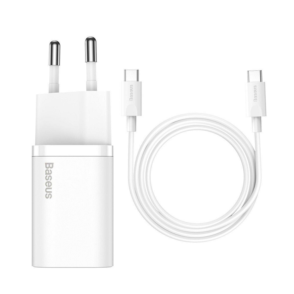 Мережевий зарядний пристрій Baseus Super Si Quick Charger 1C 25W EU Sets, колір білий (With Mini, колір білий Cable Type-C - Одеса - фото 1