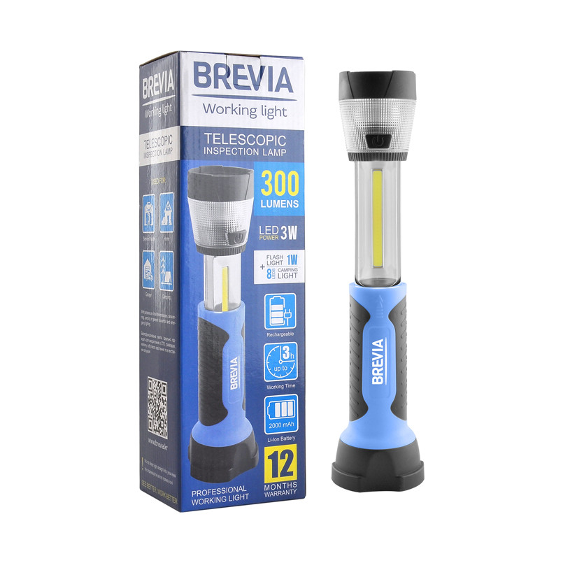 Ліхтар інспекційний Brevia LED телескопічний 3W COB+1W LED+8LED 300lm 2000mAh Львів - фото 1