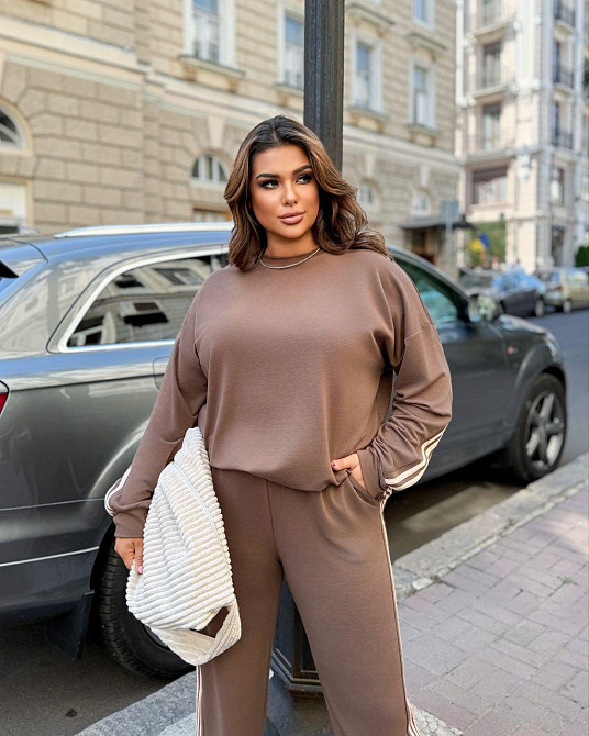 Жіночий стильний прогулянковий костюм двонитка Шоколад, 56/58 Одеса - фото 3